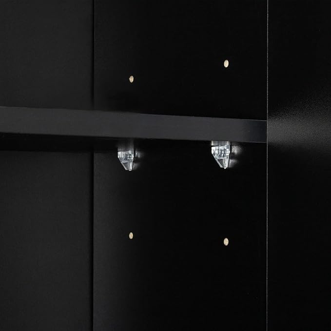 DMAITH 71" Black Kitchen Pantry Cabinets with Microwave Stand, 6 Doors & 3 Adjustable Shelves, Freestanding China Cabinet Hutch, Buffet Cabinet with Storage