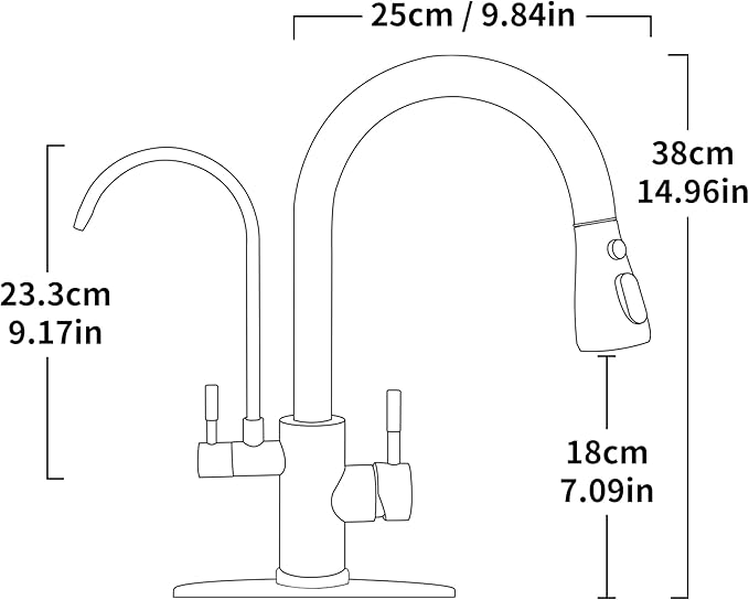 Kitchen Faucets with Water Filter and Pull Down Sprayer,Kitchen Sink Faucet,Two Handle Sink Faucet with Pull Down Sprayer for 3 Function,Without Water Filtration Device,Brushed