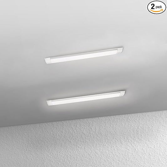 2-Pack 2FT LED Batten, Close to Ceiling Light fixtures, 20W, Ultra-Thin Day Light, 4000K, IP20, LED Ceiling Light for Garage, Stores, Warehouse, Office, Corridor, supermarkets, etc.