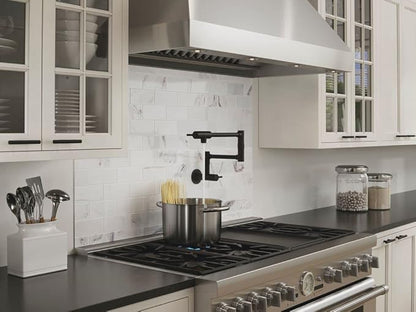 Pfister Lita Pot Filler Kitchen Faucet, 2-Handle, Wall Mounted, Single Hole, Matte Black Finish, GT533PFB