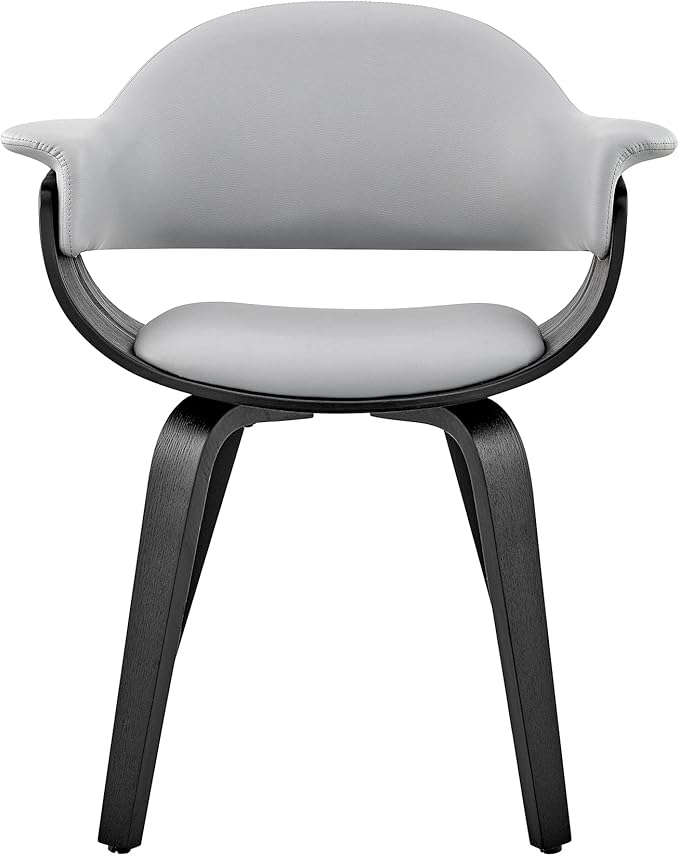 Armen Living Adalyn Faux Leather and Wood Dining Room Accent Chair, Gray/Black 19D x 25W x 30H in