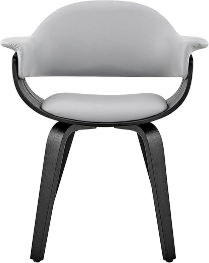 Armen Living Adalyn Faux Leather and Wood Dining Room Accent Chair, Gray/Black 19D x 25W x 30H in