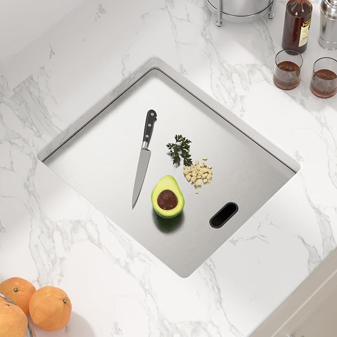 Sarlai Outdoor Sink, 15x17 Inch Undermount Kitchen Sink Workstation with Foldable Faucet Bar Prep Single Bowl Kitchen Sinks 16 Gauge Stainless Steel Sinks with Cover,BBQ Sink Outside
