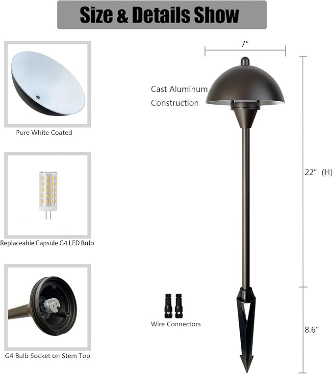 Arrownine Low Voltage Pathway Lights,Replaceable G4 LED Path Lights Outdoor Landscape Lighting Driveway Walkway Garden Yard Light Oil Rubbed Bronze Warm White Pack of 2