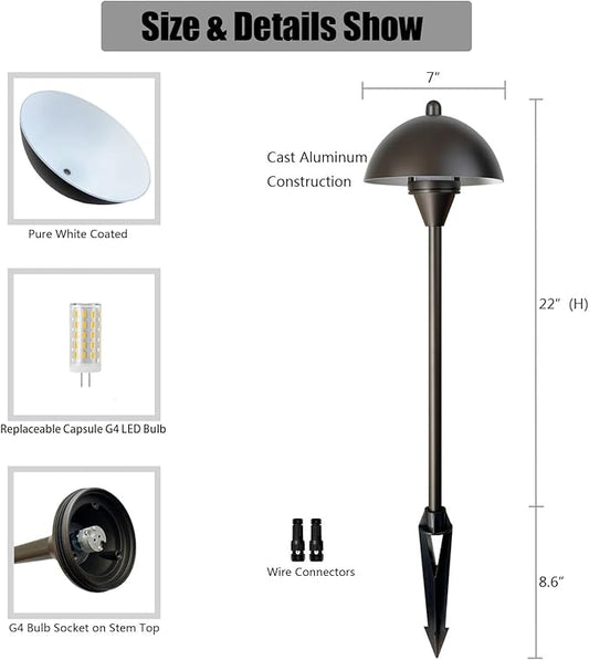 Arrownine Low Voltage Pathway Lights,Replaceable G4 LED Path Lights Outdoor Landscape Lighting Driveway Walkway Garden Yard Light Oil Rubbed Bronze Warm White Pack of 2