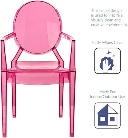 Modway Casper Modern Acrylic Stacking Kitchen and Dining Room Arm Chair in Pink - Fully Assembled