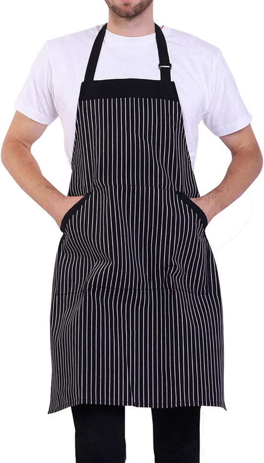 BIGHAS Adjustable Bib Apron with Long Ties for Women Men 18 Colors Chef Kitchen Cooking
