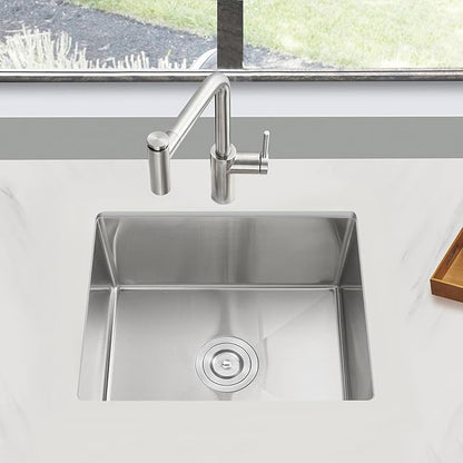 MENATT 23-Inch Undermount Kitchen Sink, 18 Gauge Stainless Steel Handmade Overmount Single Bowl Kitchen Sink - 9 Inch Deep Bowl Bar/Prep Sink Brushed, D23"x W16"x H9"