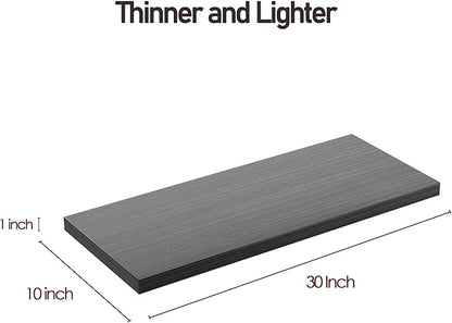 Wall Shelf Set of 1,Dark Wood Floating Shelves 30 in W x 10 in D x 1 in H, Wooden Floating Wall Shelf with Invisible Brackets for Living Room/Bedroom/Bathroom/Kitchen Storage and Decor