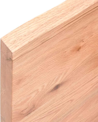 Light Brown Solid Oak Tabletop 31.5 x 19.7 Live Edge Butcher Block Countertop, Adjustable Height, Varnished Rustic Wood Surface for Dining Office Desk Kitchen, Natural Finish