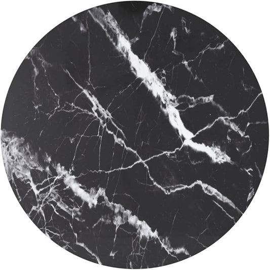 31.5" Round Marble Tempered Glass Table Top, 0.4" Thick Black Dining Surface, Heat-Tempered for Indoor & Outdoor Use, Modern Coffee or Tabletop for Patio, Kitchen & Small Dining Room