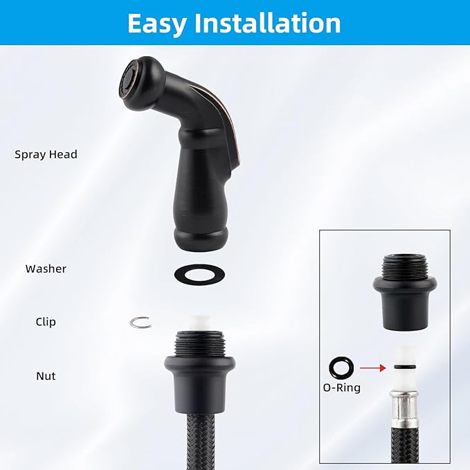 Hygie Rinse Universal Sink Sprayer Attachment for Kitchen Faucet, Side Sprayer Head Compatible with Delta, Moen, Kohler and Other OEM Brands Pull Out Spray Head, Oil Rubbed Bronze