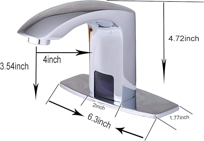 Automatic Bathroom Sink Faucet with Hole Cover Plate Sensor Touchless Dual-Powered Chrome Vanity Faucets Hands Free Motion Sensor Bathroom Water Tap with Control Box and Temperature Mixer