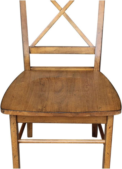 International Concepts Set of Two X-Back Dining Chair, Pecan