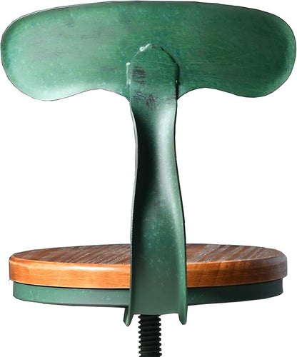 Topower 3-Piece Pub Bar Set Industrial Round Bar Table and Adjustable Swivel Stools with Backrest for 2 Match Bar Height and Counter Barstool Antique Green 1 Table + 2 Chairs