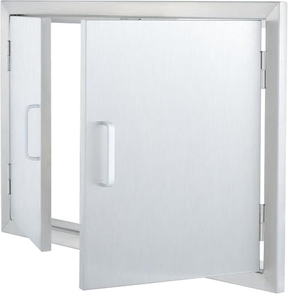 CO-Z Outdoor Kitchen Doors, 28" W x 19" H Weatherproof 304 Stainless Steel Built in BBQ Double Access Door for Outside Kitchen Commercial Grilling Station Barbeque Oven Island Storage Cabinet Door
