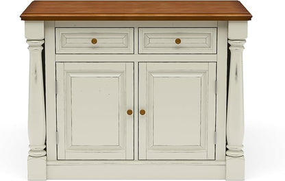 Homestyles Monarch Kitchen Island Set, 50 Inch Width, Antique White