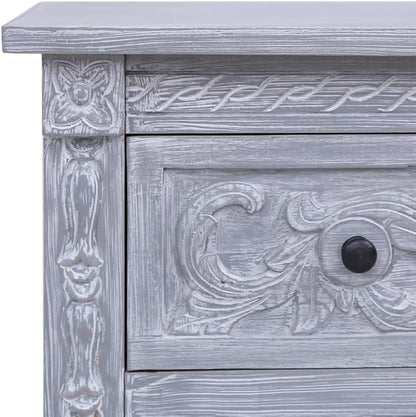 Mid Century Modern Sideboard with 2 Drawers 35.4x11.8x23.6 Inches Solid Mahogany Wood Cabinet for Living Room Dining Room Storage Furniture Gray Wash Finish