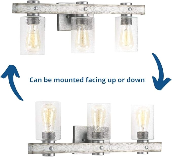 Progress Lighting Gulliver Collection 3-Light Clear Seeded Glass Coastal Bath Vanity Light Galvanized
