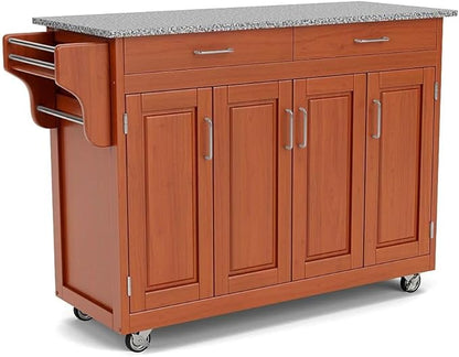 homestyles Create Cottage Oak 4 Door Cabinet Kitchen Cart with Gray Granite Top by Home Styles