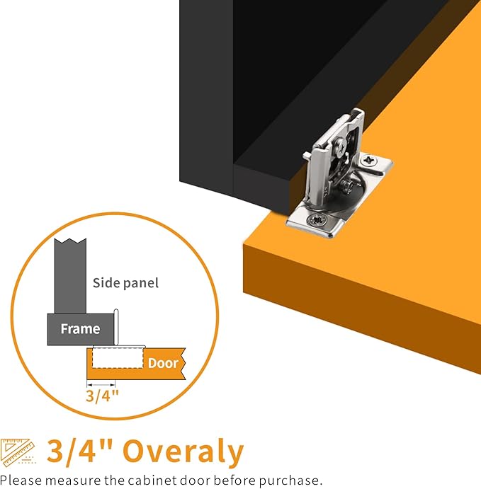 Chibery 60 Pack 3/4" Overlay 3D Soft Close Concealed Hinge for Face Frame Door, Smooth Slow Self Closing Hinges, Satin Nickel, Hidden 105° Open Angle Stainless Steel Hinge for Kitchen Cabinet Door