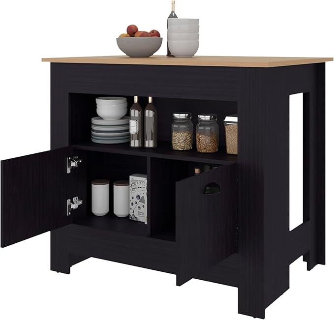 GOWE Theba Kitchen Island, Whit 2 Doors, 3 Shelves