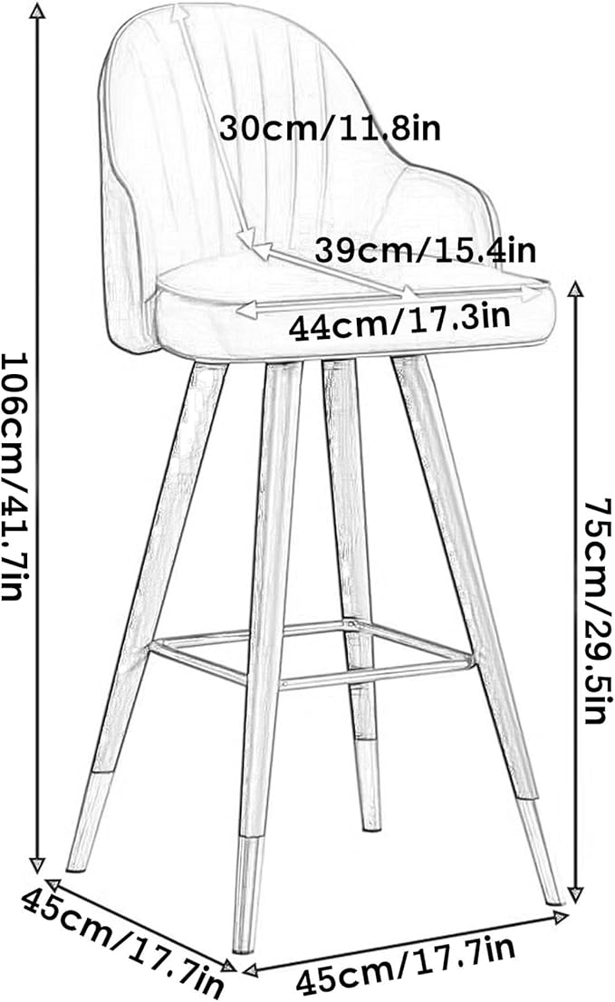 360° s, Leather Upholstered Counter Stools with Back and Footrest, Chairs for Home, Kitchen Island, Dining Room,Blue+orange-75CM