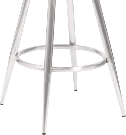 Armen Living Justin Modern Farmhouse 30" Seat Height Swivel Vintage Gray Faux Leather Bar Stool with Brushed Stainless Steel Legs for Kitchen Island Counter