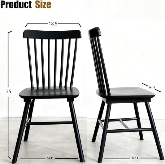 Windsor Dining Chairs Set of 4, Farmhouse Solid Wood Kitchen Chair with Spindle Back, Modern Side Dining Chairs Set for Dining Room, Kitchen, Restaurant, Brown