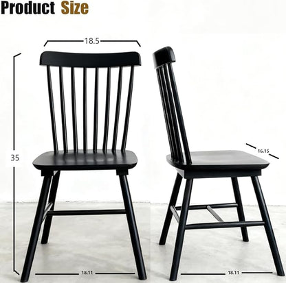 Windsor Dining Chairs Set of 2, Farmhouse Solid Wood Kitchen Chair with Spindle Back, Modern Side Dining Chairs Set for Dining Room, Kitchen, Restaurant, Brown