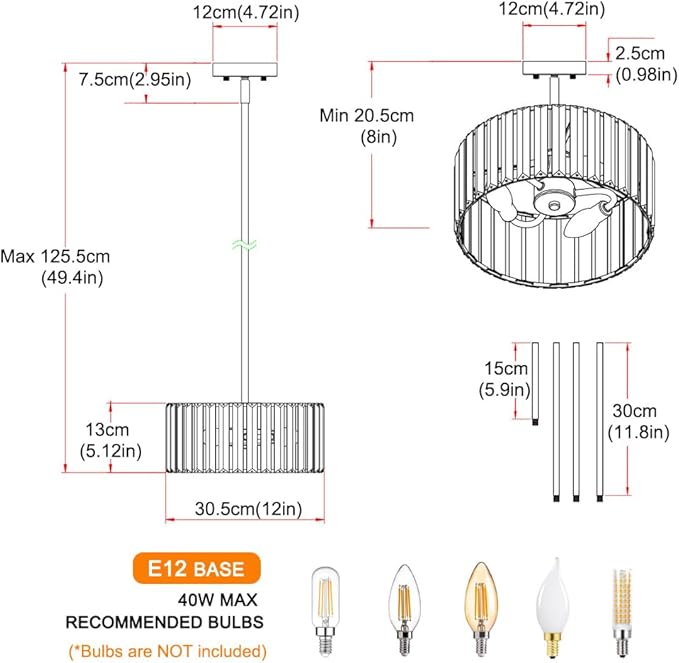 Gold Crystal Chandelier for Dining Room, 3-Light Modern Semi Flush Mount Ceiling Pendant Light Fixture, Round Pendant Lights Kitchen Island, Chandelier for Living Room Bedroom Hallway Entryway, E12
