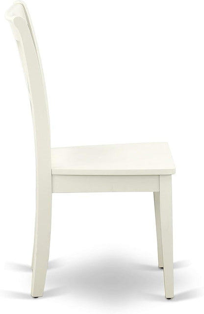 East West Furniture CACL5-LWH-W 5 Piece Kitchen Table Set for 4 Includes a Rectangle Dining Room Table and 4 Solid Wood Seat Chairs, 36x60 Inch, Linen White