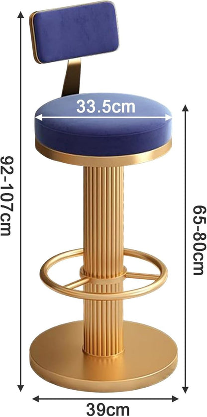 s, Adjustable Counter Height Chairs, Upholstered Chairs for Kitchen Island, Cafe, Pink,Blue-Sitting Height 6580cm