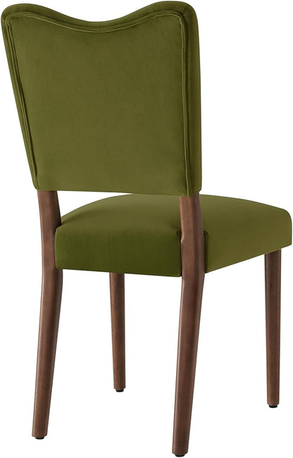 KISLOT Upholstered Dining Chairs Set of 4, Modern Velvet Kitchen Chairs with Solid Wood Legs, High Back Wooden Dining Room Chairs with Dark Walnut Color Legs for Farmhouse Kitchen Dining Room, Green