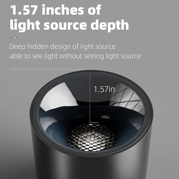 JAYMP Modern LED Ceiling Light 4000K Dimmable 24W COB Black Surface Mount Cylinder Accent Down Light for Living Room Hallway Laundry Room