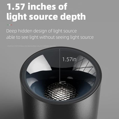 JAYMP Modern LED Ceiling Light 4000K Dimmable 24W COB Black Surface Mount Cylinder Accent Down Light for Living Room Hallway Laundry Room