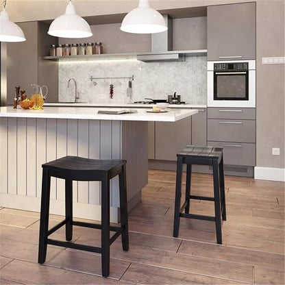 Hillsdale Fiddler Wood Backless Counter Height Stool with Saddle-Style Seat, Black