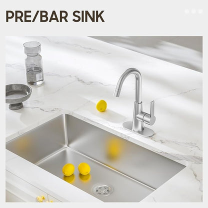Phiestina Tall Bathroom Faucets with Pull Down Sprayer, Brushed Nickel High Arc Single Handle Pull Out Faucet, 1 or 3 Hole Utility Sink Laundry Bar Faucet Pull Out with Deck Plate WE10CL-ZY-BN