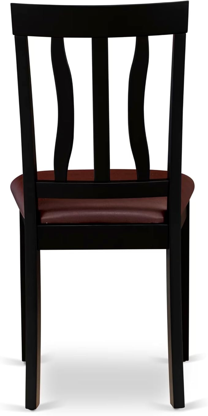 East West Furniture ANTI5-BLK-LC 5 Piece Dining Table Set for 4 Includes a Round Kitchen Table with Pedestal and 4 Faux Leather Upholstered Dinette Chairs, 36x36 Inch, Black & Cherry