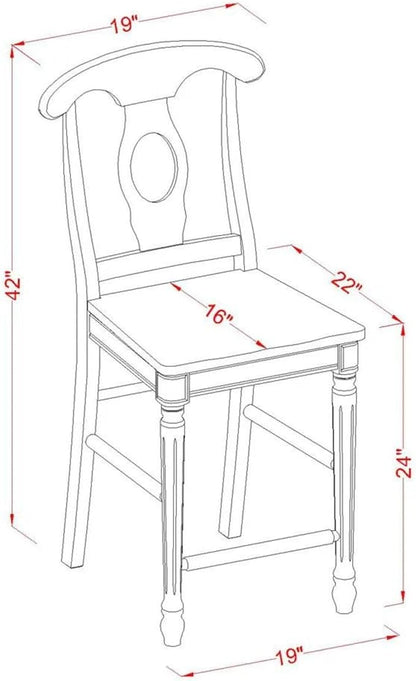 East West Furniture KES-WHI-W Kenley Counter Height Dining Chairs - Napoleon Back Solid Wood Seat Chairs, Set of 2, Buttermilk & Cherry