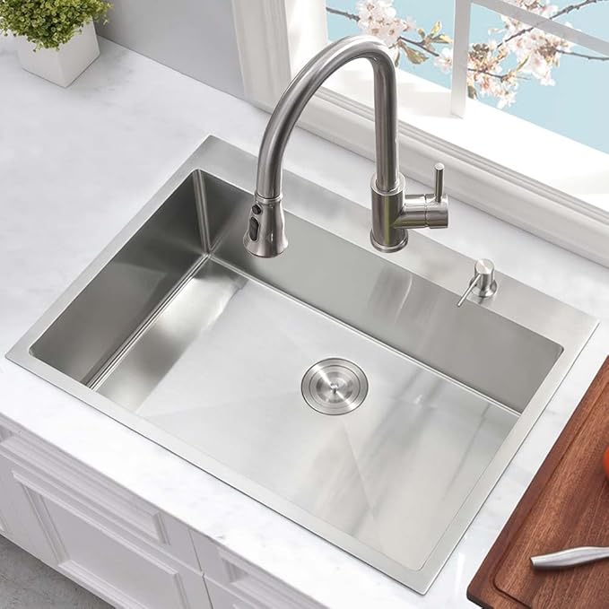 31 Inch Drop In Kitchen Sink -Wesliv 31x20 Drop In Top Mount Sinks 16 Gauge Stainless Steel 10 Inch Deep Single Bowl Kitchen Sink Basin with Colander & Drain Strainer