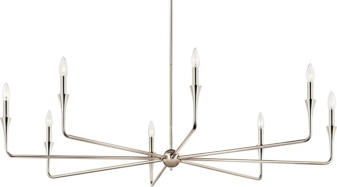 Kichler Alvaro 8-Light Chandelier, Soft Modern Light in Polished Nickel, for Great Room or Large Living or Dining Room (23.25" x 50"), 52691PN