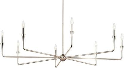 Kichler Alvaro 8-Light Chandelier, Soft Modern Light in Polished Nickel, for Great Room or Large Living or Dining Room (23.25" x 50"), 52691PN