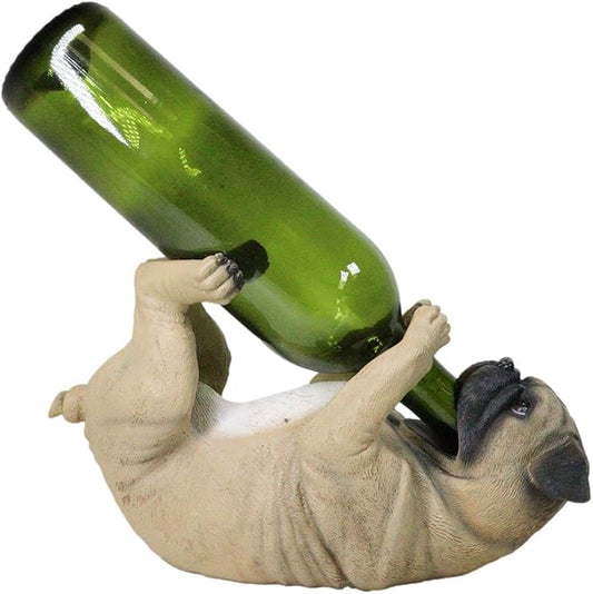 Ebros Gift Lifelike Purebreed Pedigree Canine Adorable Fawn Pug Dog Wine Bottle Holder Figurine Statue As Kitchen Wine Cellar Centerpiece Decor Storage Organizer (Fawn Brown Pug)