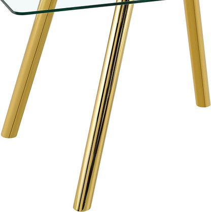Rectangular Glass Dining Table 51 Inch Modern Rectangular Kitchen Table with Metal Legs Durable Stylish Dinner Table for Dining Room Kitchen