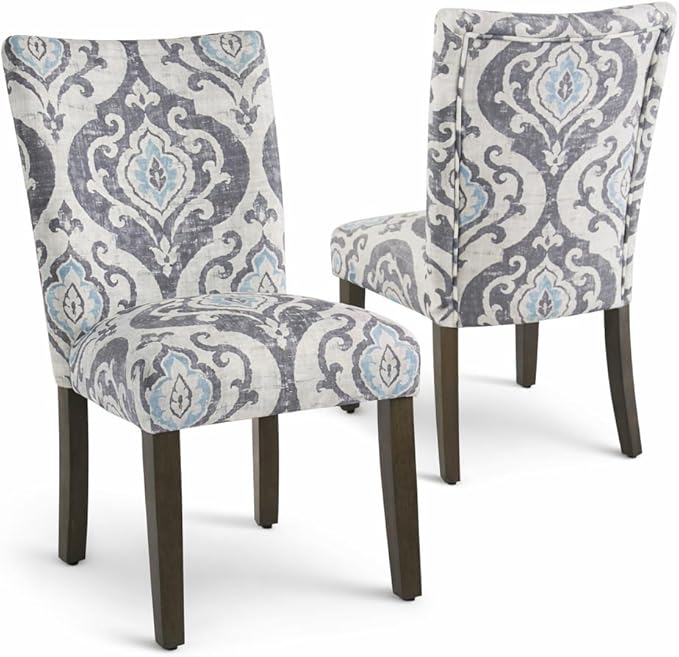 HomePop Parsons Classic Upholstered Accent Dining Chair, Set of 2, Suri Blue