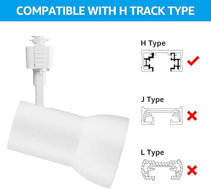 LEONLITE LED Track Lighting Heads 18W Dimmable, 1400LM CRI90, Single Circuit H Track Lighting Heads for Accent Retail Kitchen Artwork, Aluminum, ETL & ES Listed, 4000K Cool White, White, Pack of 4