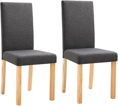 Dining Chairs 2 pcs Dark Gray Fabric with Rubber Wood Frame Soft Upholstery Modern Kitchen Furniture for Farmhouse Dining Room and Living Room