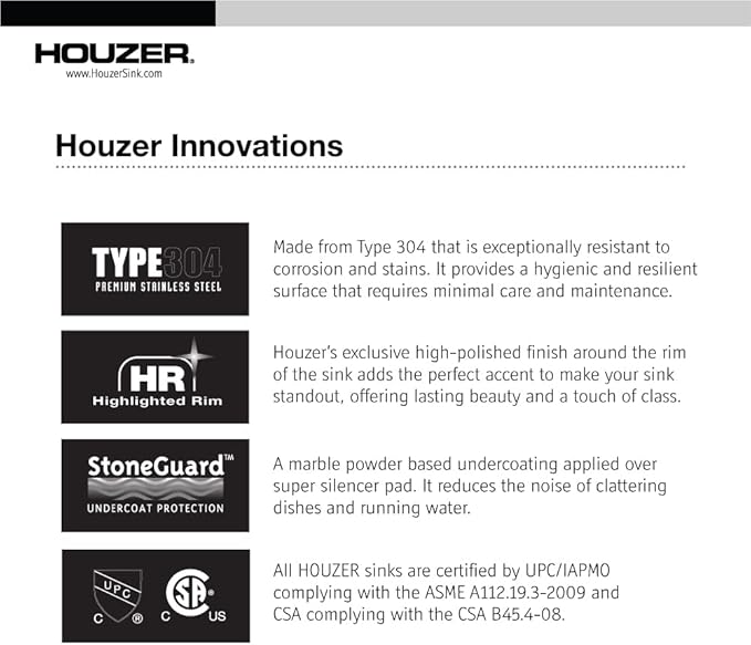 Houzer Glowtone ADA Compliant 17 inch Stainless Steel Topmount 3-hole Bar Sink with Strainer- A1722-7BS-1