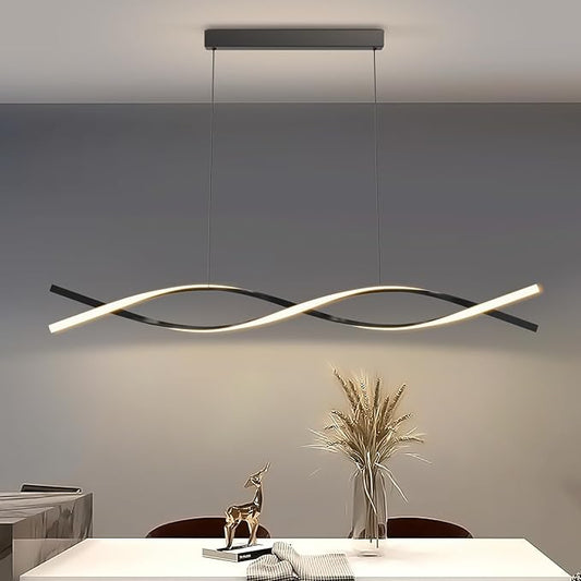 Modern LED Pendant Lights, 39in Chandelier Dimmable with Remote Control 3000k-6000K Adjustable Color Temperature, Aluminum Island Lighting Lamp Fixture for Kitchen, Dining Room, Billiard Room